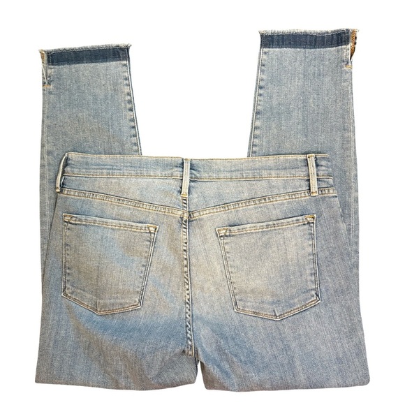 FRAME Le Garcon Mid Rise Relaxed Straight Leg Released Raw Hem Blue Jean Size 31 - Picture 4 of 13